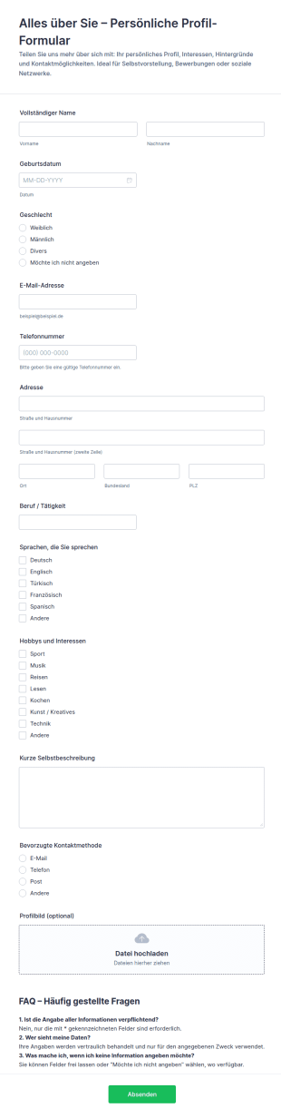 Allgemeines Profil Formular