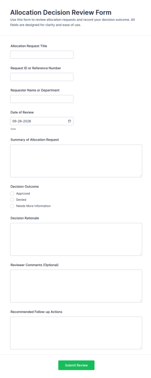 Allocation Decision Review Form Template