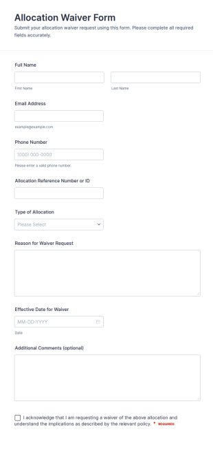 Allocation Waiver Form Template