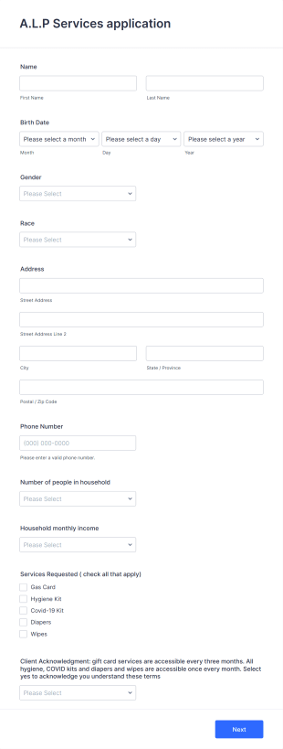A.L.P Services Application Form Template