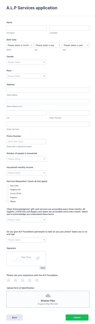 A.L.P Services Application Form Template