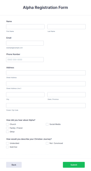 Alpha Registration Form Template