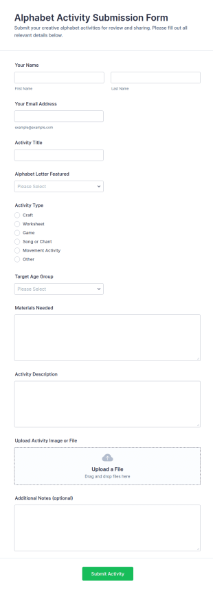Alphabet Activity Submission Form Template