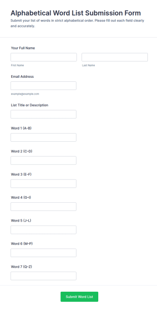 Alphabetical Word List Submission Form Template