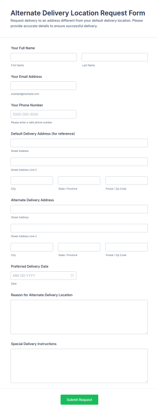 Alternate Delivery Location Request Form Template