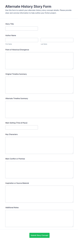 Alternate History Story Form Template