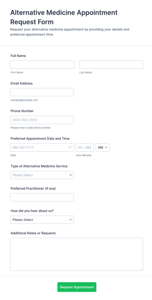 Alternative Medicine Appointment Request Form Template