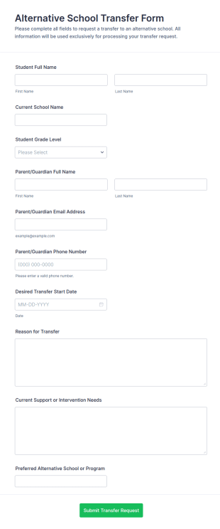 Alternative School Transfer Form Template