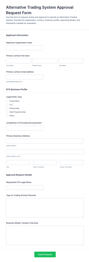 Alternative Trading System Approval Request Form Template