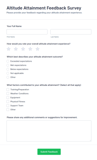Altitude Attainment Feedback Survey Form Template