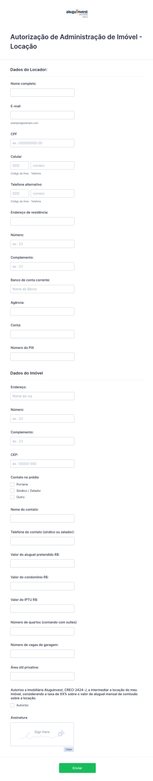 Aluguinvest Autorização De Administração De Imóvel LOCAÇÃO