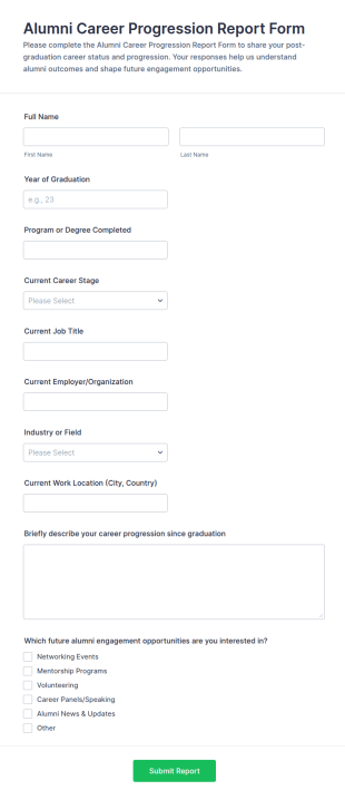 Alumni Career Progression Report Form Template