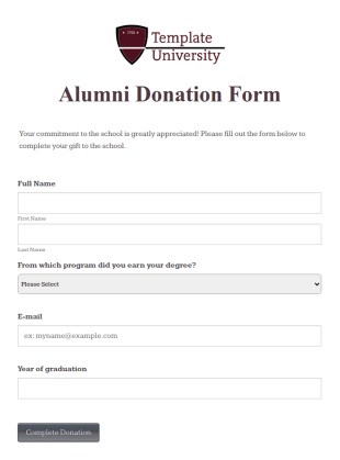 Alumni Donation Form Template