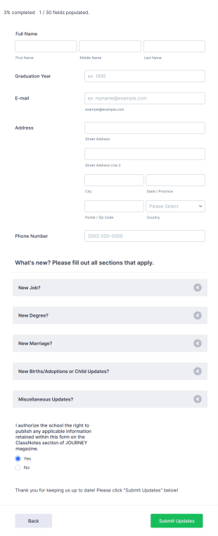 Alumni Information Form Template