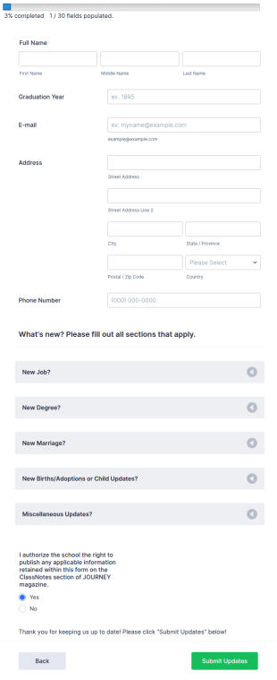 Alumni Information Form Template