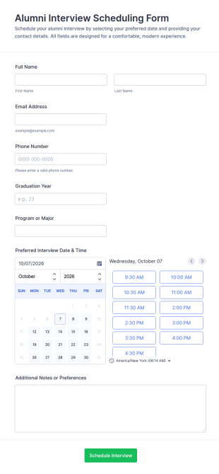 Alumni Interview Scheduling Form Template