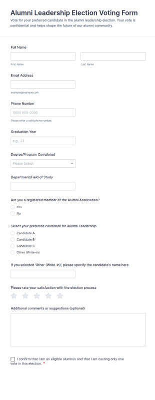 Alumni Leadership Election Voting Form Template