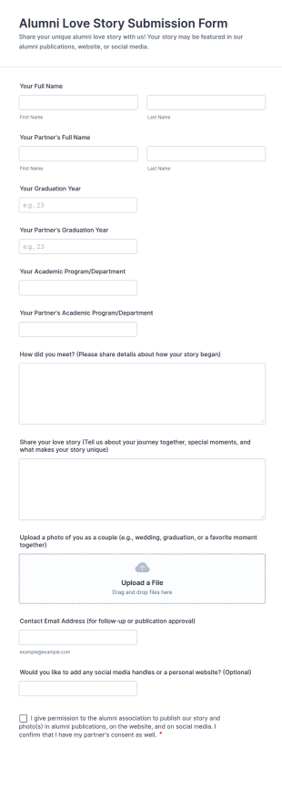 Alumni Love Story Submission Form Template