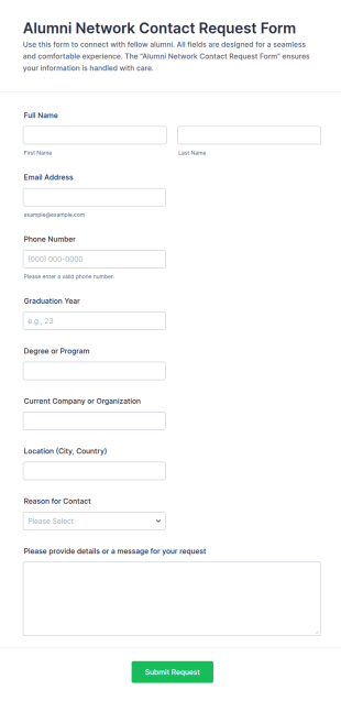 Alumni Network Contact Request Form Template
