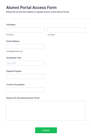 Alumni Portal Access Form Template