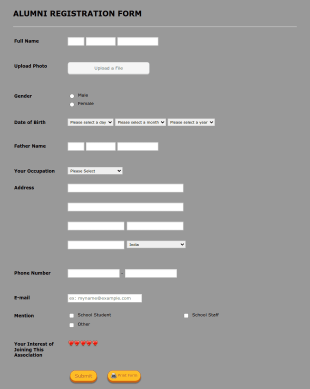 Alumni Regisration Form Template
