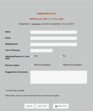 Alumni Registration Form (June 2020) MMPS Batch 2000 Form Template