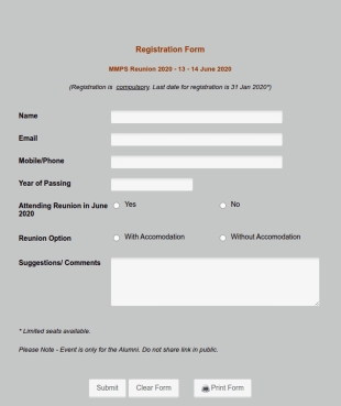 Alumni Registration Form (June 2020) MMPS Batch 2000