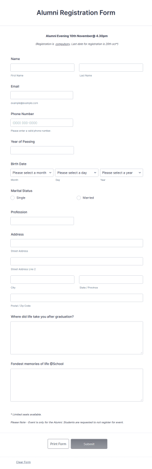 Alumni Registration Form Template