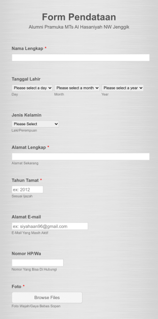 Alumni Scout Registration Form In Indonesian