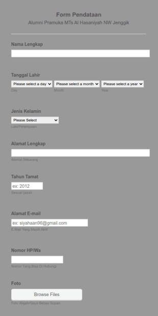 Alumni Scout Registration Form In Indonesian
