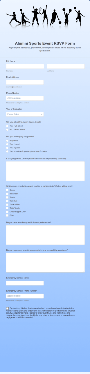 Alumni Sports Event RSVP Form Template