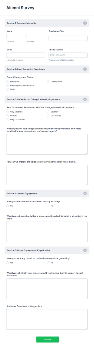 Alumni Survey Form Template