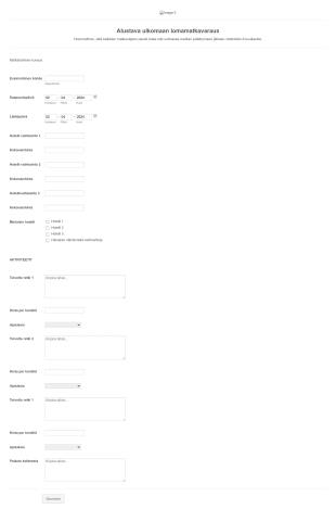 Alustava Ulkomaan Lomamatkavaraus Form Template