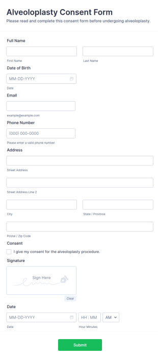 Alveoloplasty Consent Form Template