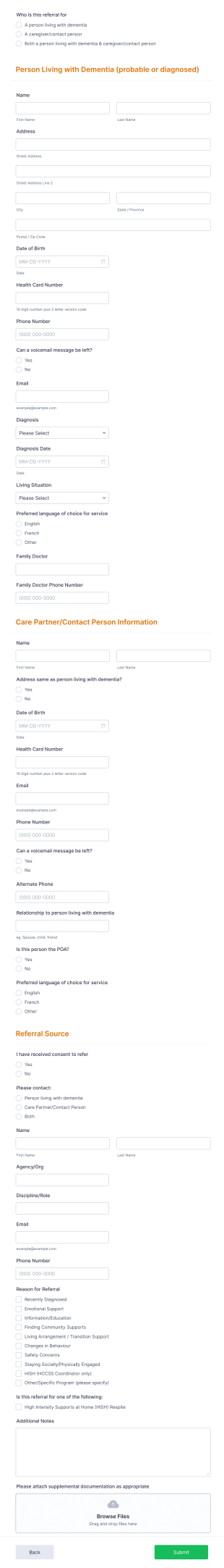 Dementia Referral Form Template