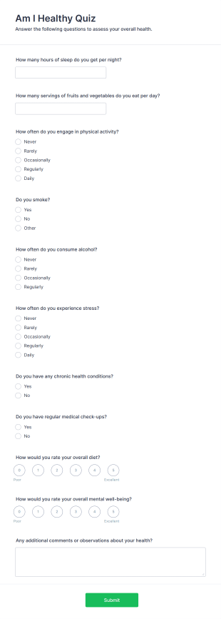 Am I Healthy Quiz Form Template | Jotform