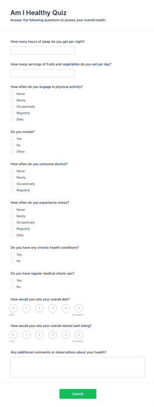 Am I Healthy Quiz Form Template | Jotform Am I Healthy Quiz Form Template | Jotform