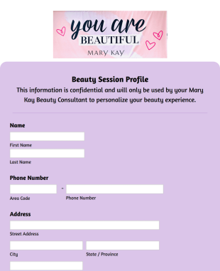 Amanda Hendershot MK Pamper Pack Profile Form Template