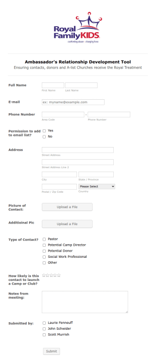 Ambassador's Contact List Form Template