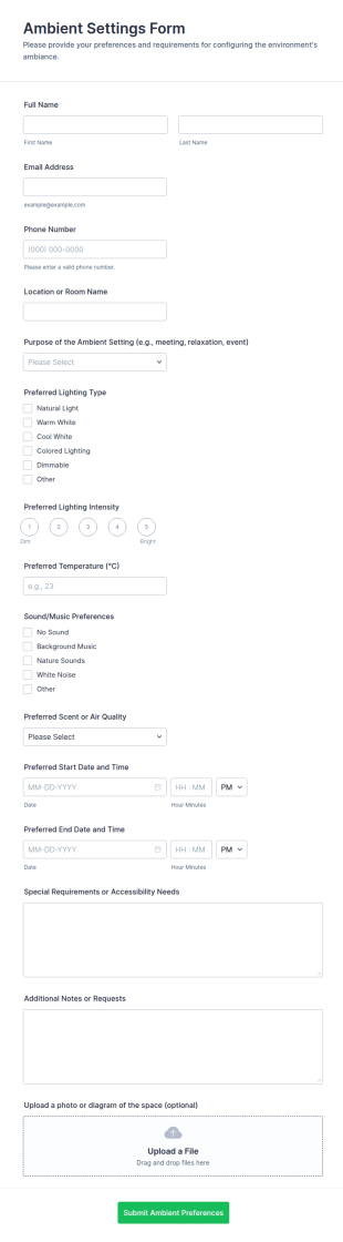 Ambient Settings Form Template
