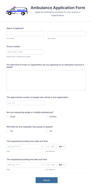 Ambulance Application Form Template