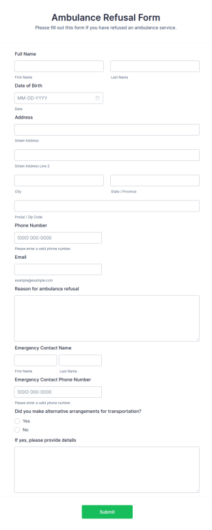 Ambulance Refusal Form Template