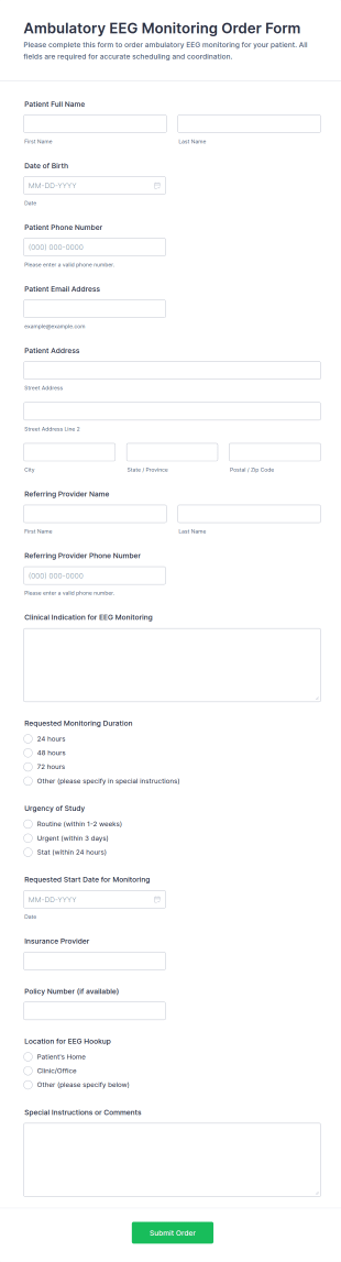 Ambulatory EEG Monitoring Order Form Template