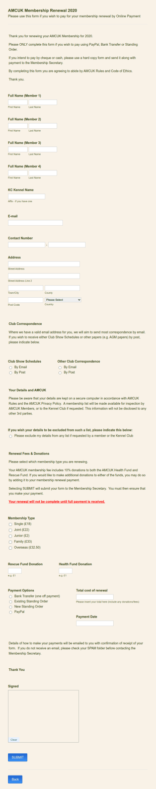 Membership Renewal Application Form Template