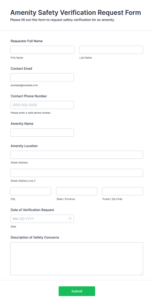 Amenity Safety Verification Request Form Template