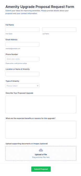 Amenity Upgrade Proposal Request Form Template