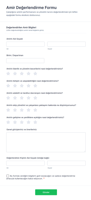 Amir Değerlendirme Form Template