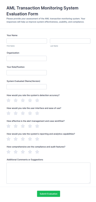 AML Transaction Monitoring System Evaluation Form Template