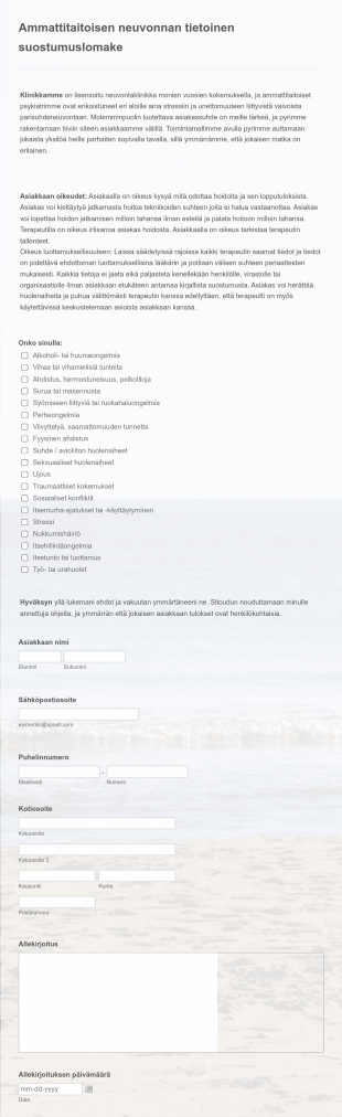 Ammattitaitoisen Neuvonnan Tietoinen Suostumuslomake