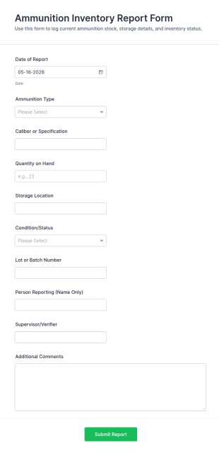 Ammunition Inventory Report Form Template